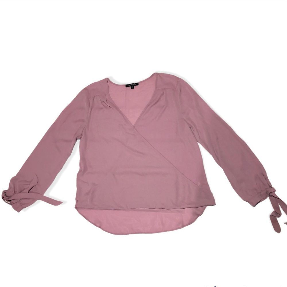 Lily Black Mauve Sheer Flowy VNeck Crossover top